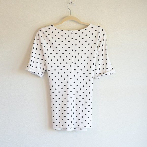 TAHARI Belted Tie Polka Dot Shirt, XS - Picture 2 of 6